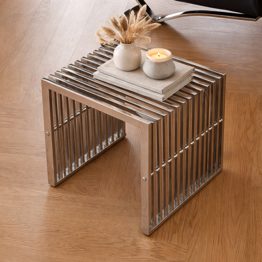 NORDEN Grid — Stainless Steel Table & Bench